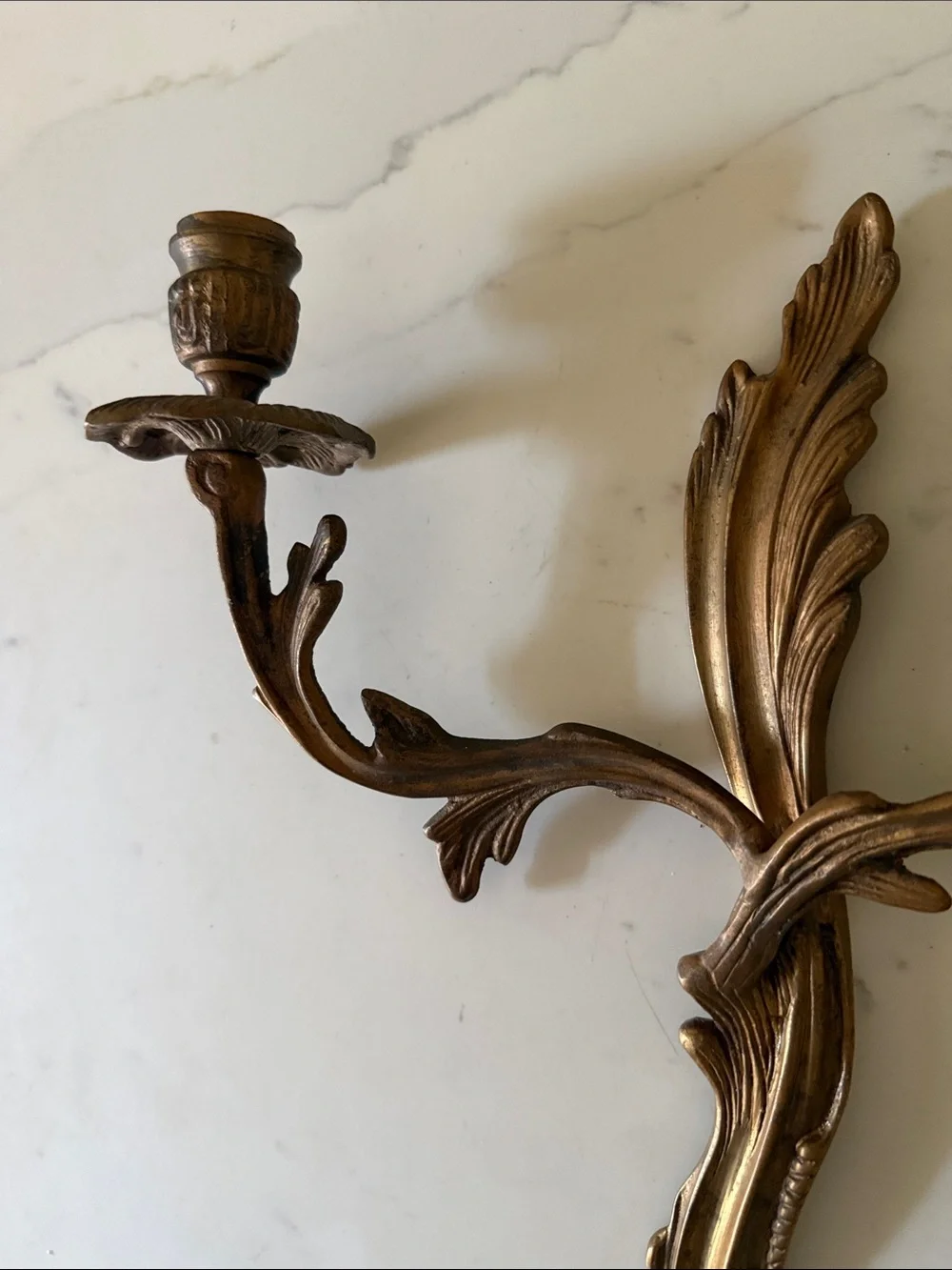 Vintage Art Deco Style Ornate Bronze Brass Candle Wall Sconce